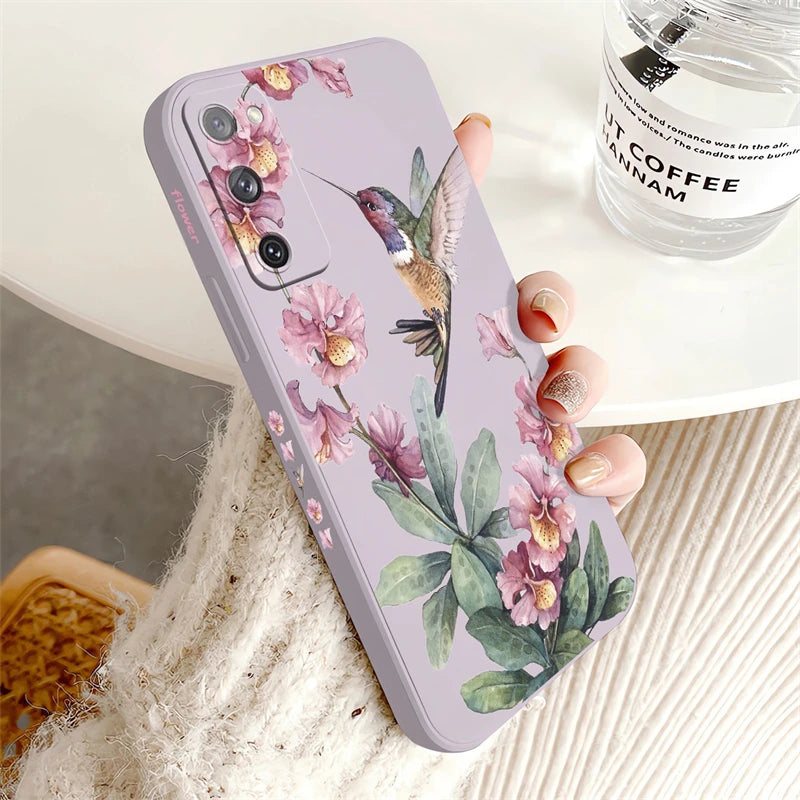 S24 Ultra Flowers Birds Pattern Case For Samsung Galaxy S10 S20 S21 S22 S23 S11E FE Lite Plus Ultra Silicone Phone Soft Cover