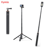 Flymile Extendable Tripod Handheld Selfie Stick for DJI Action6/5 Pro/Pocket 3/Insta 360 X5 Accessory Portable Stand 1.38M Pole