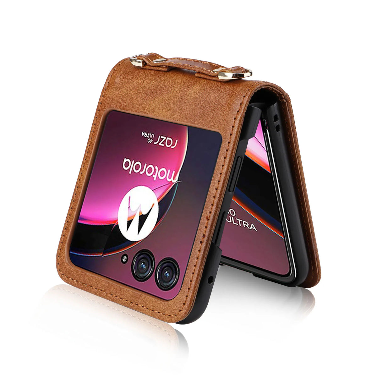 Leather Case For Motorola Razr 70 60 50 Ultra Moto Razr 40 Razr+ 2026 2025 2024 2023 Wallet Cover With Lanyard Card Holder Coque