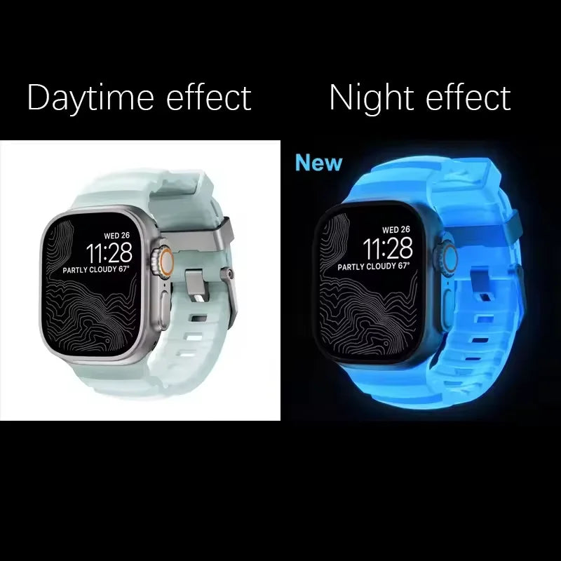 Sport Silicone Band For Apple Watch Ultra 2 10 9 8 7 6 SE 5 4 Titanium Metal Bracelet Strap For iWatch 42mm 44mm 45mm 46mm 49mm