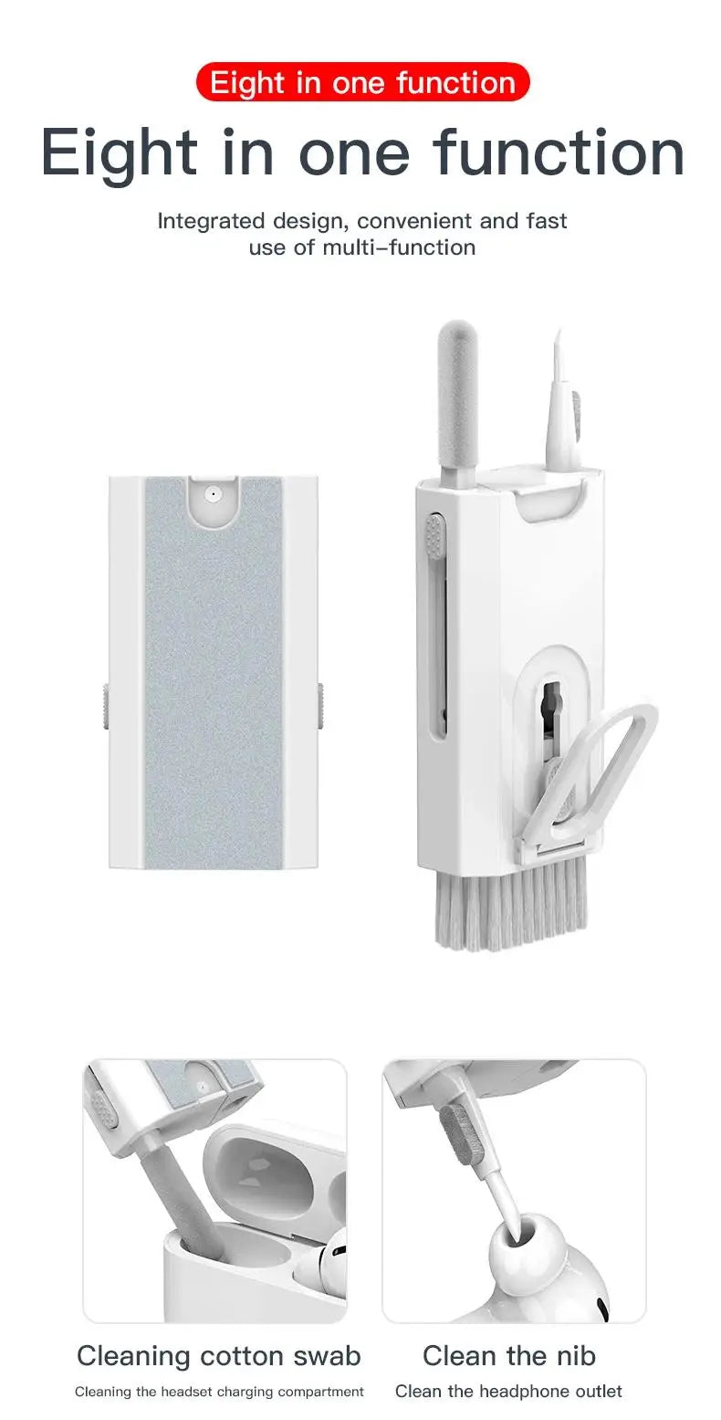 8-In-1 Multifunctional Cleaning Set Laptop Keyboard Cleaning Brush Mobile Phone Screen Cleaning Bluetooth Headphone Cleaning Pen