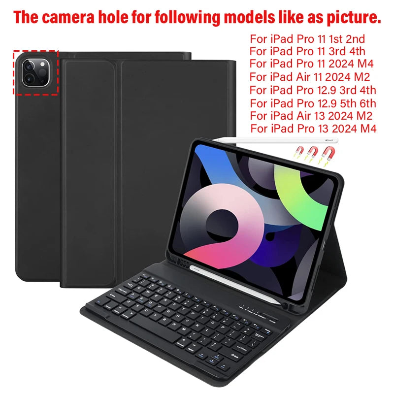 for iPad Air 5 4 10.9 Magnetic Keyboard Case iPad 12th air A16 11th Pro 11 13 M4 12.9 9.7 10.2 7 8 9 10th Gen Smart Stand Cover