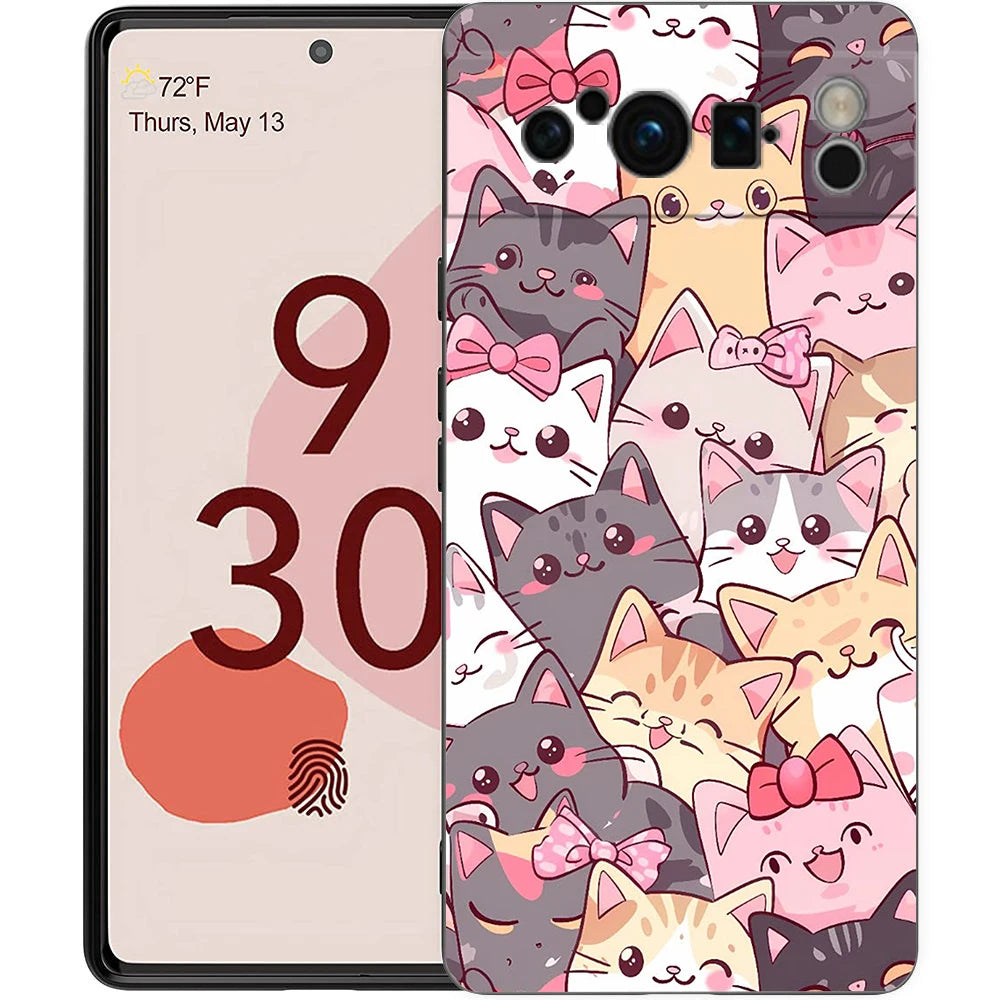 For Google Pixel 10 Pro Phone Case Pixel 9 Pro XL TPU Case Pixel 8 Pro 9A 8A 7A 7 6A 6 Pro Soft Cover Cute Cartoon Cat