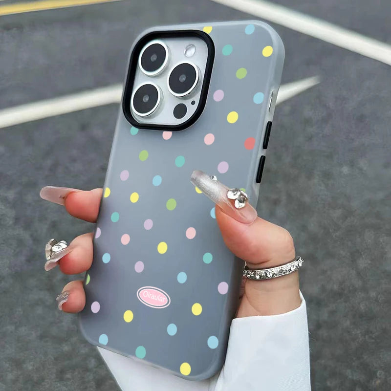 Luxury Colorful Dots Jelly Color Phone Case For iPhone 17 Air 11 12 13 14 15 16 17 Pro Max Plus Shockproof Bumper Cases Cover