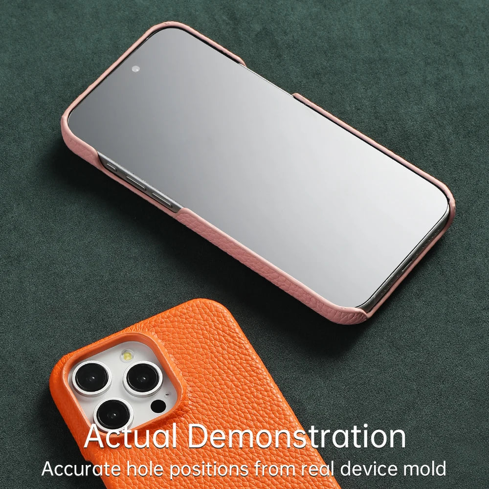 LANGSIDI Natural Cowhide Leather for Magsafe Case for iPhone 16 15 Pro Max Promax 15Pro 16Pro Luxury Magnetic Phone Back Cover