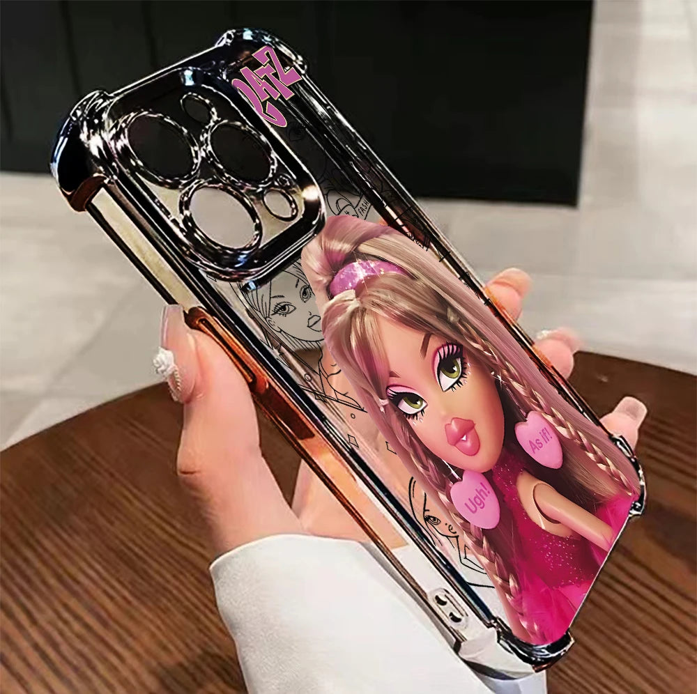 B-Bratz-S Leopard Plating Phone Case For Samsung S26 S25 S24 S23 S22 S21 S20 FE Note20 Edge Plus Ultra 4G 5G Anti Fall Airbag