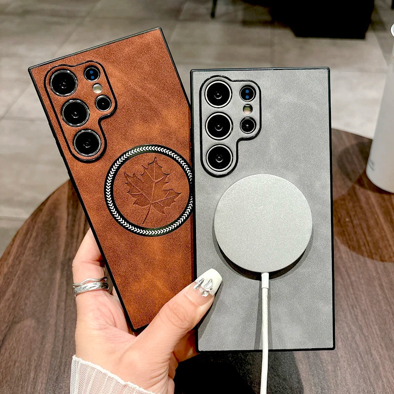 Retro Leather Case For Samsung Galaxy S26 S25 S24 S23 S22 S21 Note 20 Ultra FE Note20 S 26 25 24 S24FE S25FE For Magsafe Cover