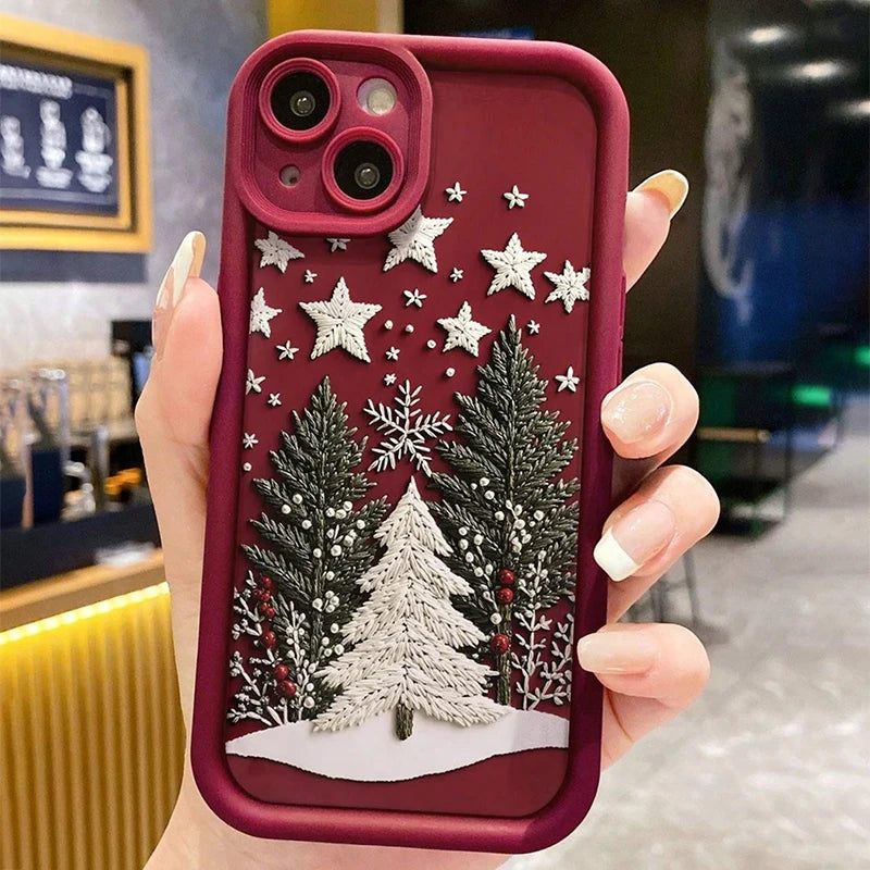 Green Christmas Tree Phone Case For IPhone 17 Air 11 13 12 Pro Max 14 15 16 Plus 16E Shockproof Soft Bumper Cover Case Funda