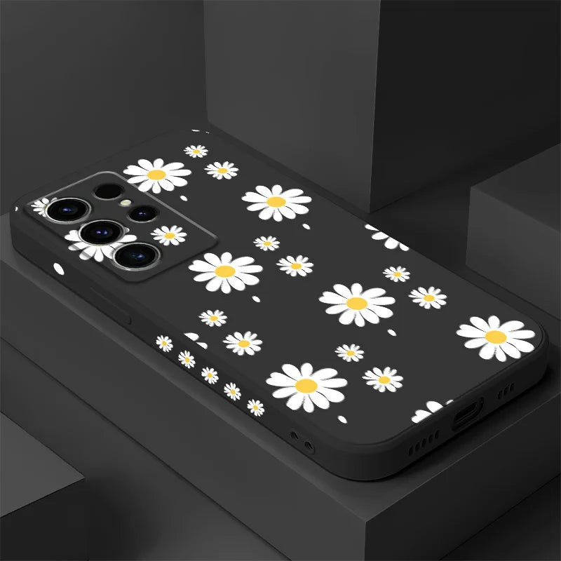 Daisy Petals Phone Case For Samsung Galaxy S25 S24 S23 S22 S21 S20 S10 S10E Ultra Plus FE Note 20 Ultra Plus Cover