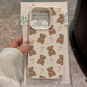 Cute Bow Tie Bear Lichee Silicone Pattern Phone Case For iPhone 17 16 15 14 13 12 11 Pro Max XS XR Plus 17 Air 17 Pro Soft Cover