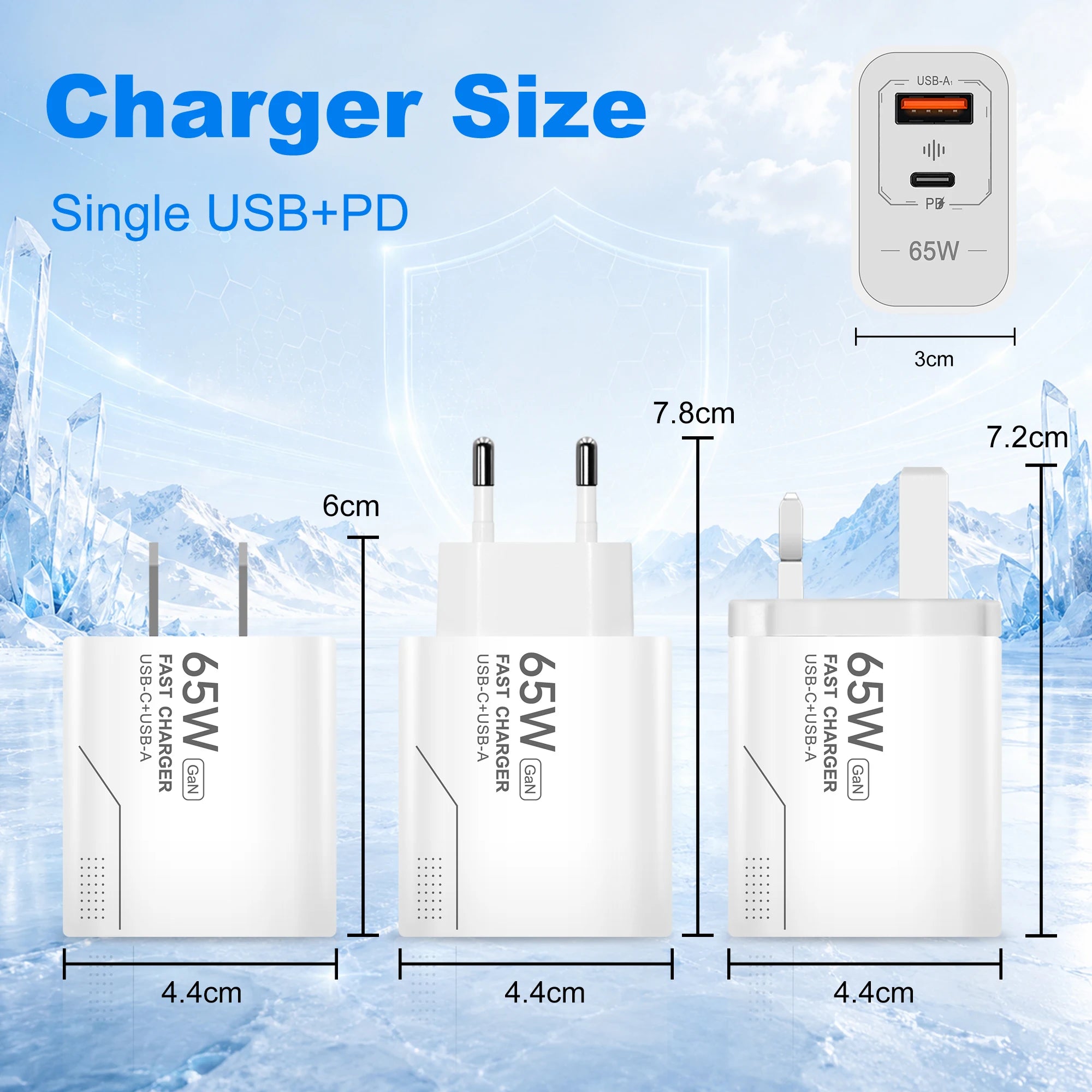 USB 65W Fast Charging Charger Type C High Speed Charge Mobile Phone Wall Adapter For iPhone Honor Xiaomi Huawei Samsung Oneplus
