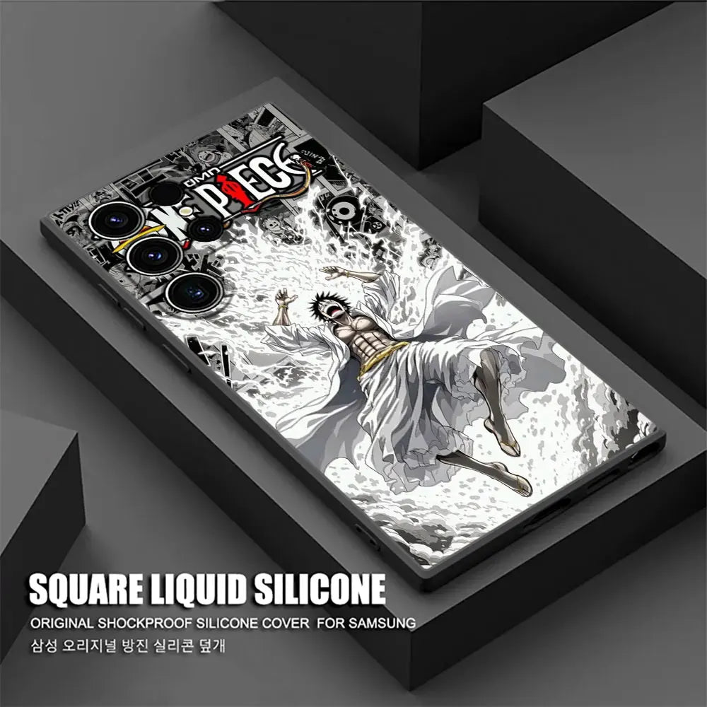 Japan O-One Piece Luffy Gear 5 Phone Case For Samsung Galaxy S25 S24 S23 S20 S21 FE S26 S22 Ultra S26 Plus S25FE Silicone Cover