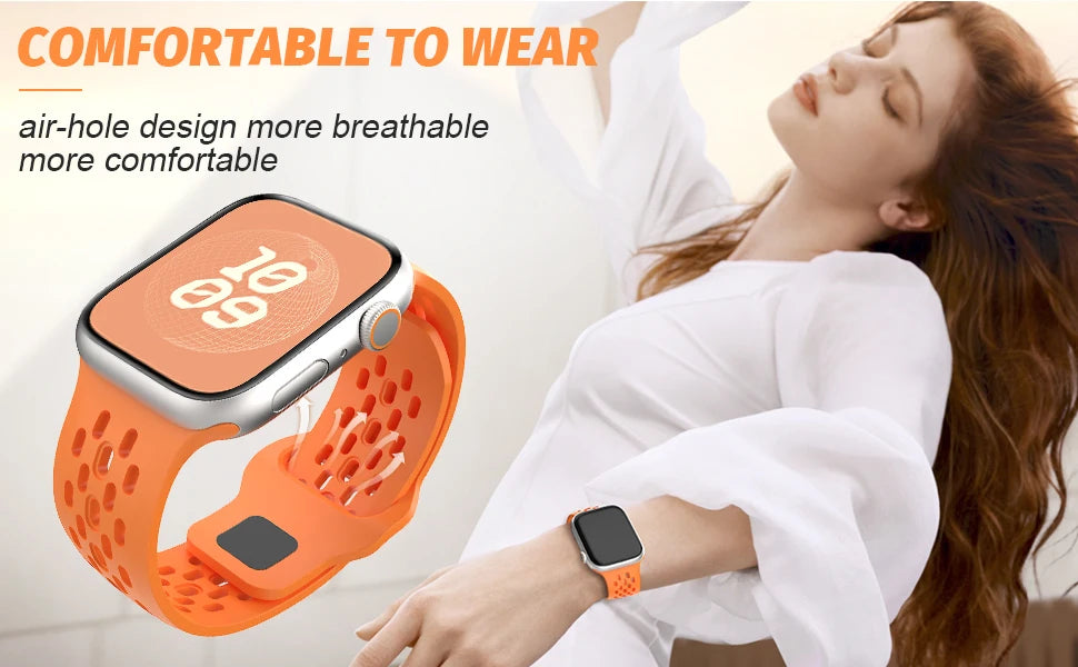 Silicone Strap For Apple Watch Band 46mm 44mm 45mm 42mm 41mm 40mm 49mm Sport Correas Bracelet iWatch Series 11 10 9 8 SE Ultra 2