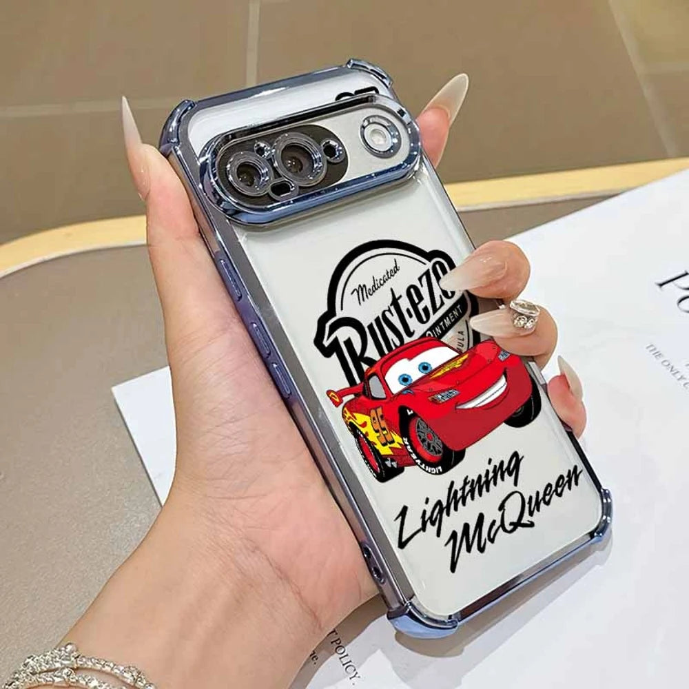 Cars Lightning McQueen Phone Case For Google Pixel 10A 9A 9 8A 8 7A 7 Pro XL Plating Drop-proof Transparent Soft Cover