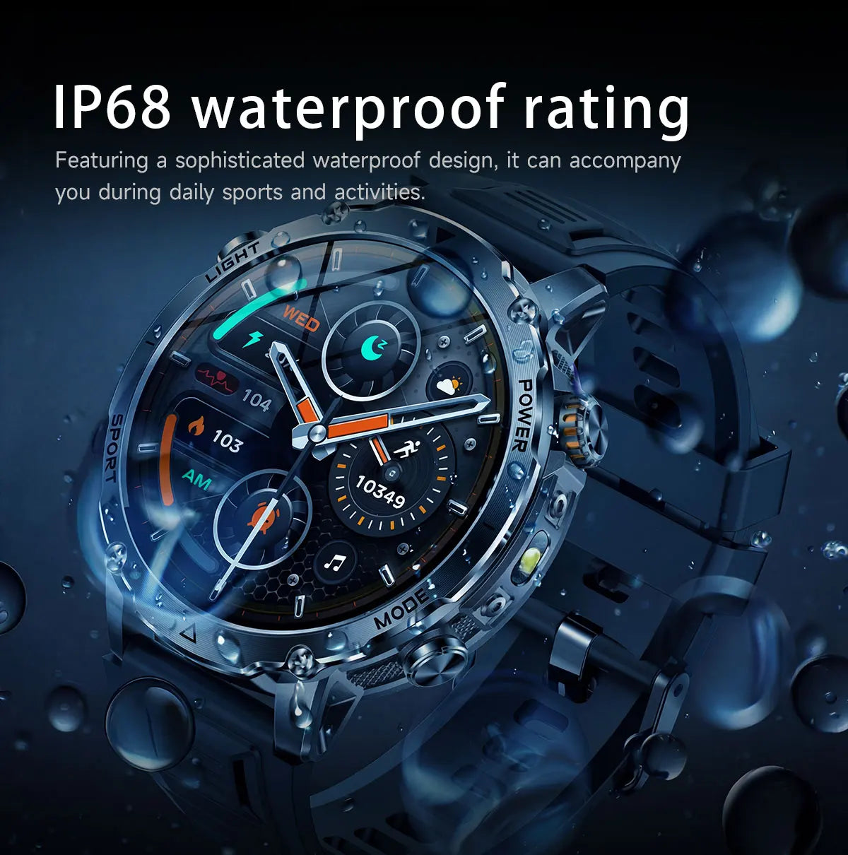 New 1400mAh Big Battery Smart Watch Men Outdoor GPS Flashlight IP68 Waterproof Bluetooth Call AMOLED Military Sports Smartwatch
