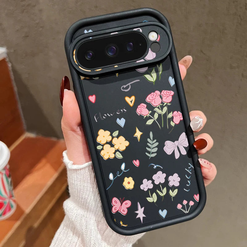 INS Cartoon Flowers Soft TPU Phone Case For Google Pixel 8 Pro 8A 9 Pro XL 7A Shockproof Silicone Cover For Pixel 9 8 7 Pro