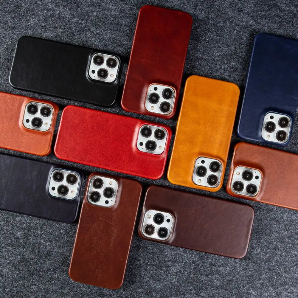 For Case iphone 16 Pro Max Cases Oil Wax Luxury Genuine Leather Cover For Iphone 17 16 15 14 13 XS Max X 8 Plus Phone Shell Capa