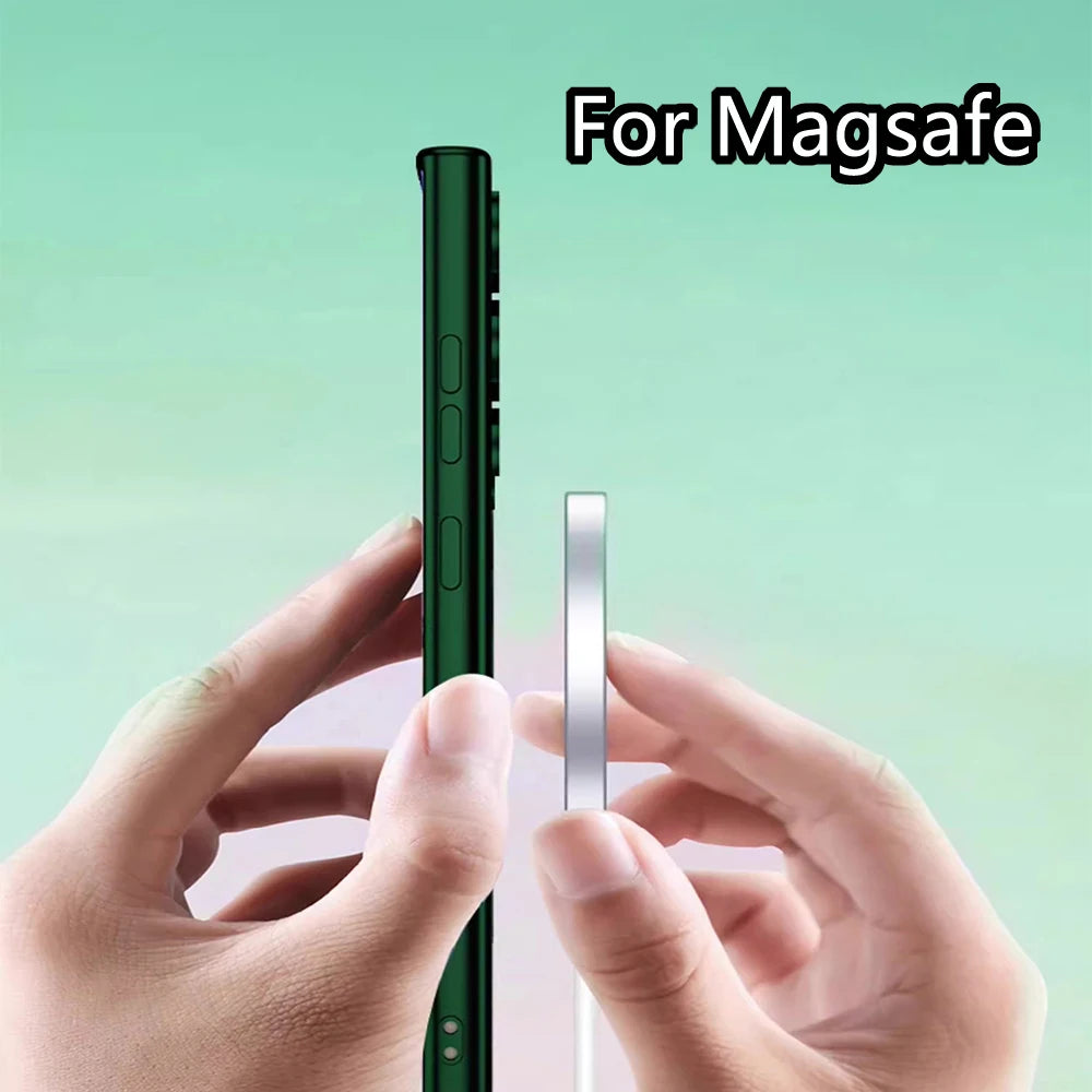 Luxury Wireless Magnetic Plating Cases For Magsafe Case Samsung Galaxy S25 S23 S24 Ultra S21 Fe S22 Lens Protective Cover