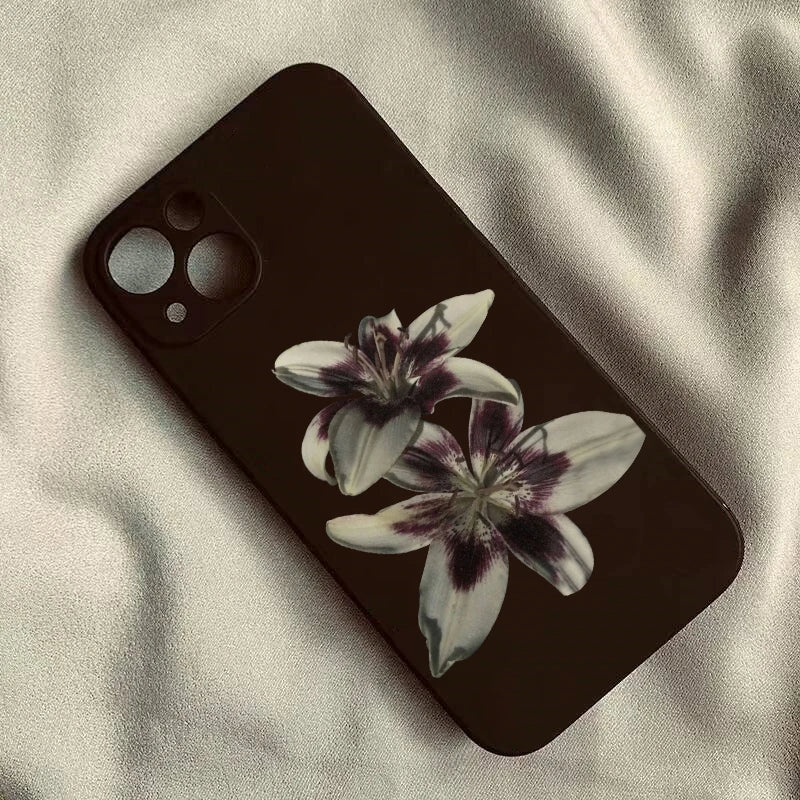 Lily Orchid Flower Print Phone Case For iPhone 17 16 15 14 13 12 11 Pro Max Mini SE4 7 8 Plus 17E Air Shockproof Silicone Cover