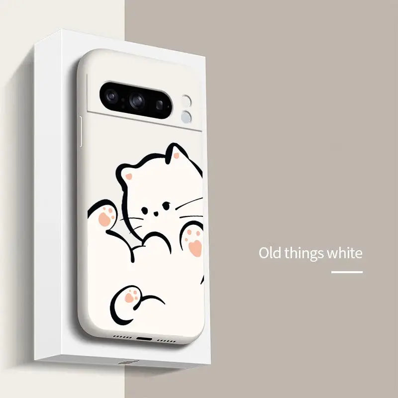 Pixel 8Pro Fluffy Kitten Bracelet Silicone Phone Case For Google Pixel 8Pro 3XL 3A 4 4A 8 8A 5 7 7A 9 9Pro 9ProXL 6A Cover