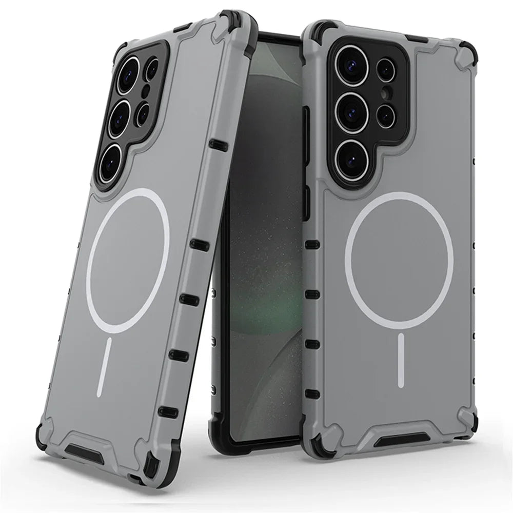 Anti-slip Bumper Armor Magnetic Phone Case For Samsung S24 S25 S26 Plus S23 Ultra A56 A55 A54 A35 A34 A25 A15 For Magsafe Cover