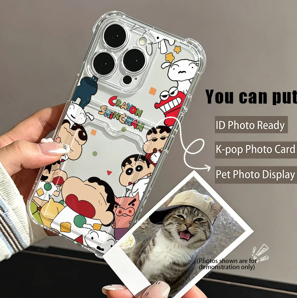 Crayons Shin-chans Card Hold Phone Case For Samsung Galaxy S26 S25 S24 S23 S22 S21 S20 FE Edge Plus Ultra M33 M53 M54 5G Airbag