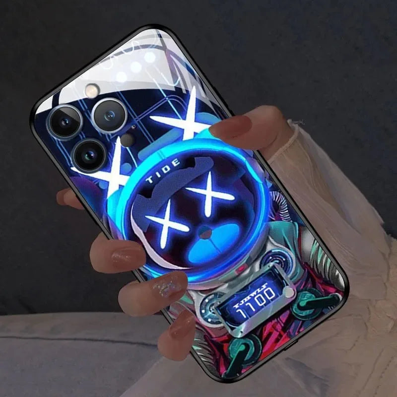 For Google Pixel Fold LED Case Silicone Glass Full Protect Luminous Shell Pixel Fold 5G Flash Phone Cover Full Fundas Coque