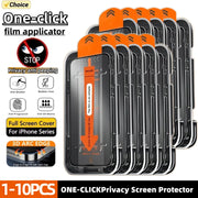 1-10PCS Oleophobic Coating Privacy Screen Protector For iPhone 17 16 14 15 12 11 13 X XS Pro Max Air Mini Dust Free Installation