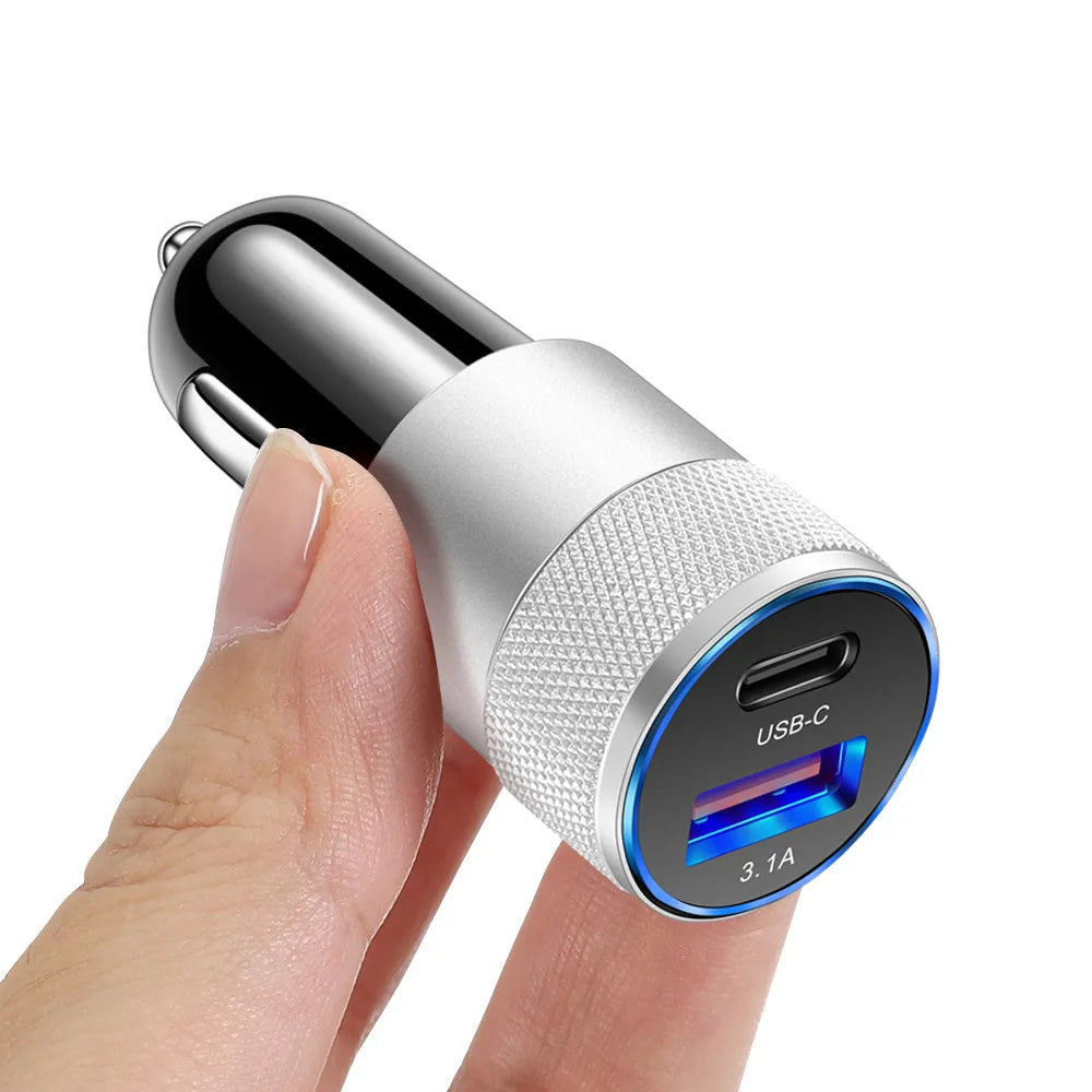 66W 3.1A USB Car Charger Type C Fast Charging Adapter For Xiaomi Huawei iPhone PD Charger Car Adapter Socket Cigarette Lighter