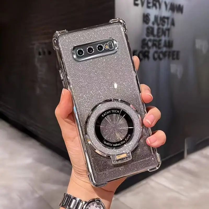 For Google Pixel 10 9 9A 9 10 Pro XL 10A 7 7A 8 8A Glitter Plating Bracket For Magsafe Case Magnetic Gyro Holder Stand Cover