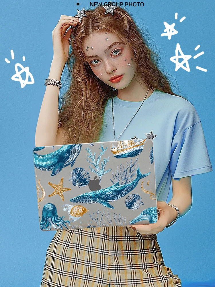 Marine Life Laptop Case For Macbook Air 13 2025 Case M2 M3 M4 Chip MEO A304 Cover for Air 15 M4 2025 A3241 M3 M2 15.3 Case