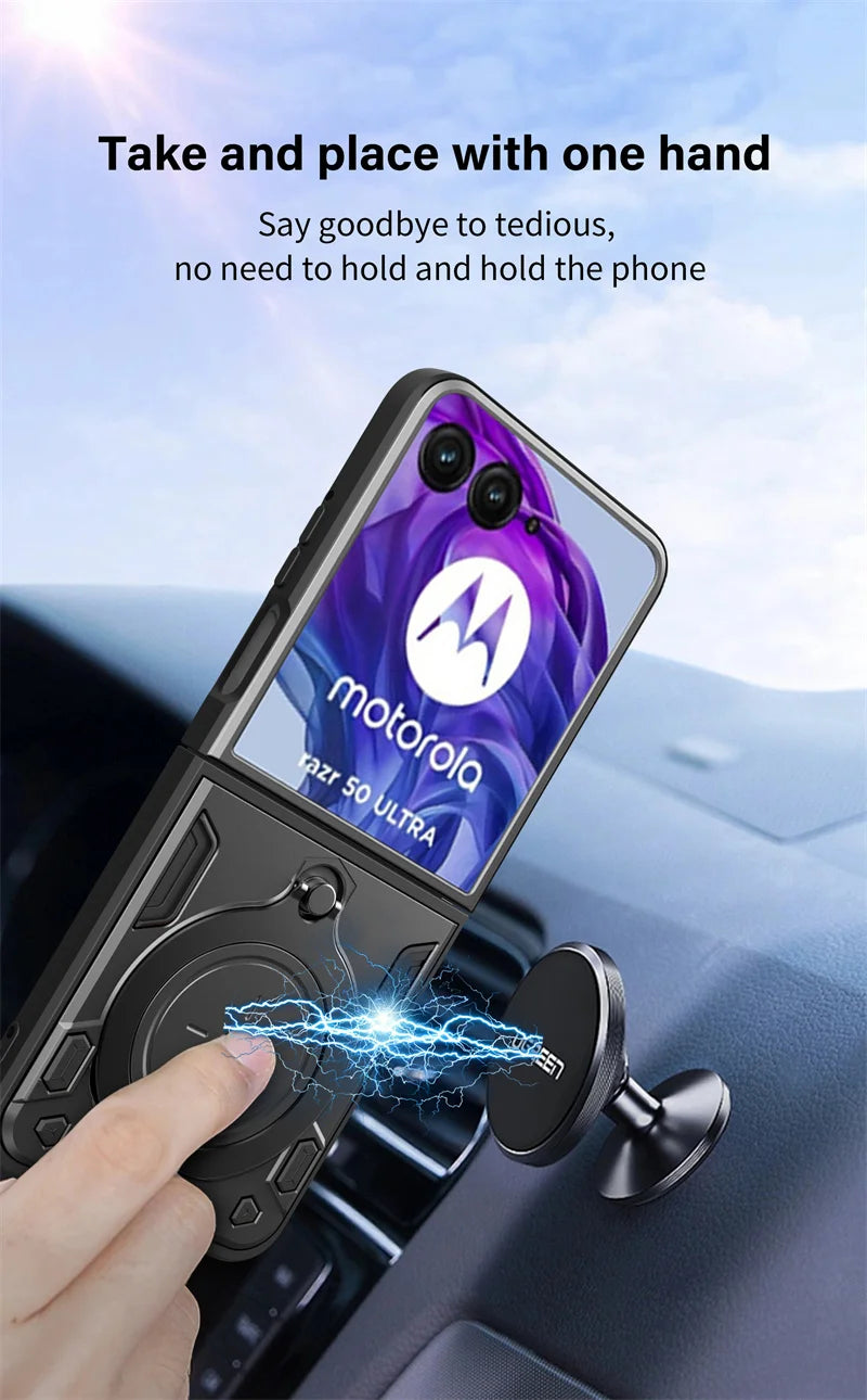 Heavy Duty Protective Magnetic Cover For Motorola Moto Razr 70 60 50 40 Ultra Razr+ 2026 2025 2024 Case With Ring Holder Stand