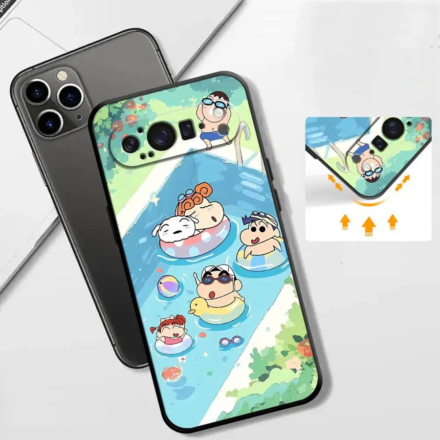 Cute Crayons Shinchan Funda Phone Cover Case for Google Pixel 10A 8a 6a 9a 6 7 8 Pro 10 9 Pro XL 7a