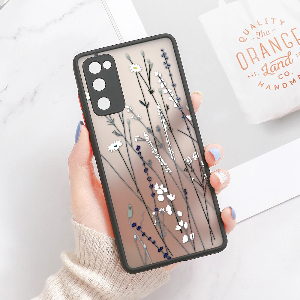 Phone Case For Samsung Galaxy S24 Ultra Cases S23 FE  S22 Plus S21 S20 FE Note 20 Ultra 10 Plus Hard Matte Flower Fundas Covers