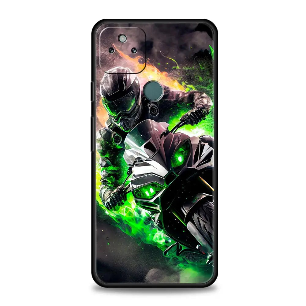Phone Case Cover for Google Pixel 10 9 8 7 6 9A 8A 7A 6A Pro Shockproof Soft TPU 10 9 Pro XL Shell Capas Motorcycle Rider Fundas