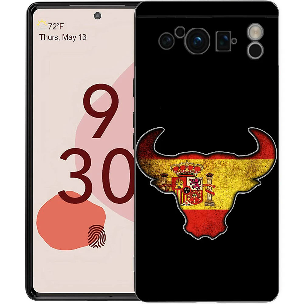 Spain flag Phone Case For Google Pixel 10A 10 9 8 7 6 Pro XL 9A 8A 6A 7A 5G Soft Shockproof TPU Black Cover