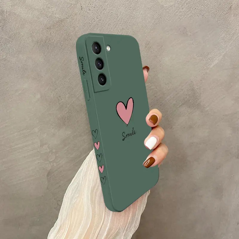 Big Red Heart Phone Case For Samsung Galaxy S23 S22 S21 S20 Ultra Plus FE S10 S9 S10E Note 20 ultra 10 9 Plus Cover