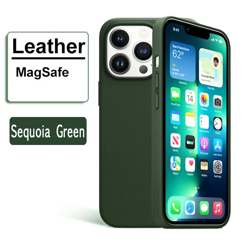 Official Magnetic Leather Case for Apple iPhone 17 Pro Max 16 13 12 14 15 Plus Original MacSafe for MagSafe Cover Accessories