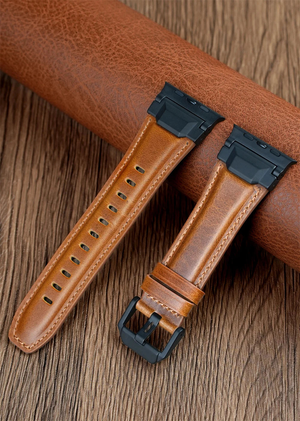 Genuine Leather bands For Apple watch ultra 3 2 49mm 44mm 45mm 46mm NEW Mecha Design bracelet iWatch series 11 10 9 8 7 6 5 SE