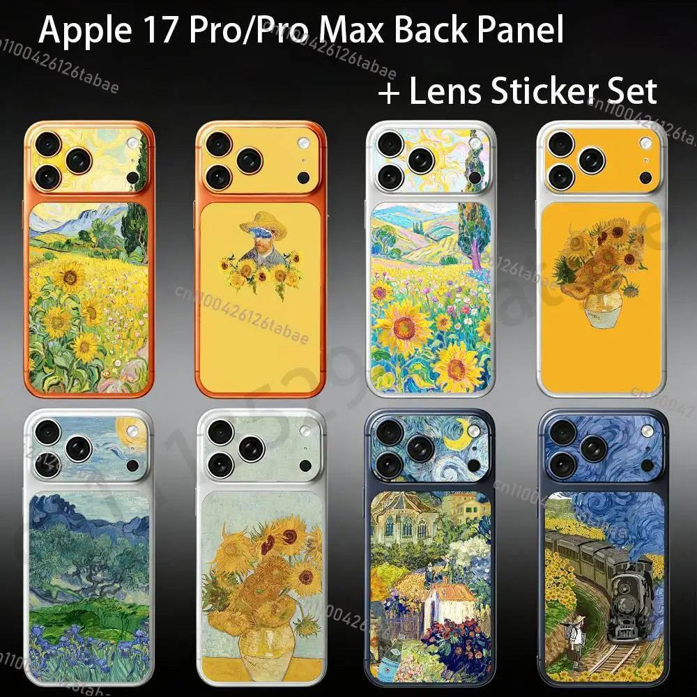 Sunflower Art V-Van G-Gogh For iPhone 17proMax/17pro Full Cover Decal Skin Wrap Colorful Rear Protective Sticker Film