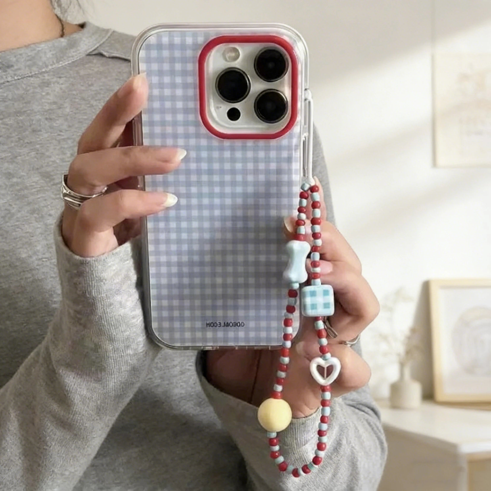 Fashion Blue Checkered Phone Case For Samsung Galaxy S26 S25 S24 S23 S22 S21 S20 FE Note20 Edge Plus Ultra Lite 5G Clear Cover