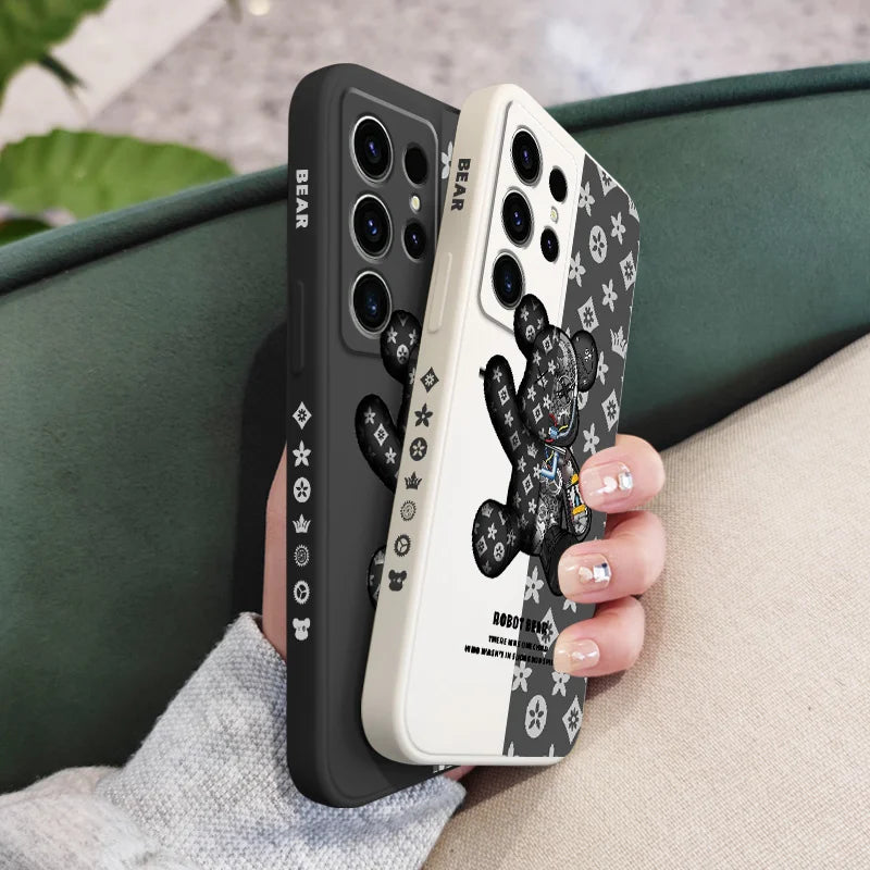 Printed Cute Bear Phone Case For Samsung Galaxy S25 S24 S23 S22 S21 S20 S10 S10E Ultra Plus FE Note 20 Ultra Plus Cover