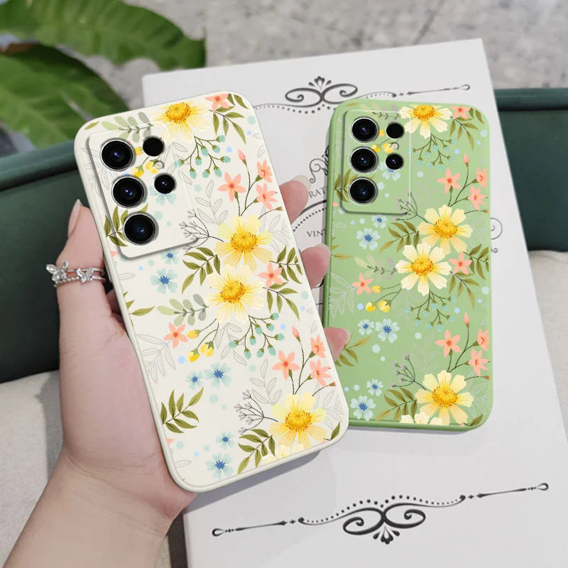 Kiss Flowers Phone Case For Samsung Galaxy S25 S24 S23 S22 S21 S20 S10 S10E S9 Ultra Plus FE Note 20 Ultra 10 9 Plus Cover
