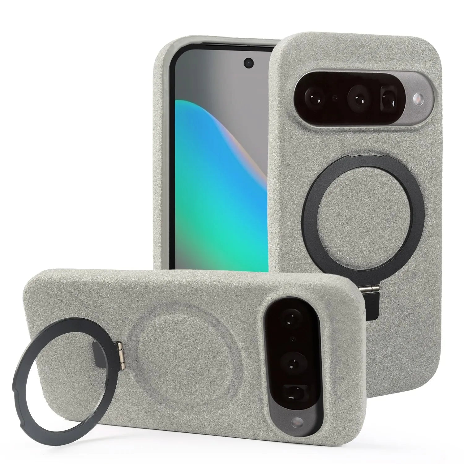 Foldable Bracket Stand Phone Case For Google Pixel 10 Pro 9 8  7 For ALCANTARA Artificial Leather Supercar Suede Kickstand Cases