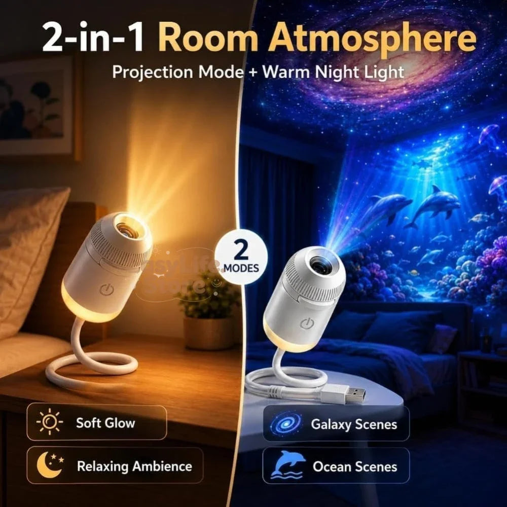 2027 Upgraded Hd Smart Dynamic 5d Holographic Night Light Projector, Plug and Play Hd Star Projector, 360° Adjustable Hd Galaxy