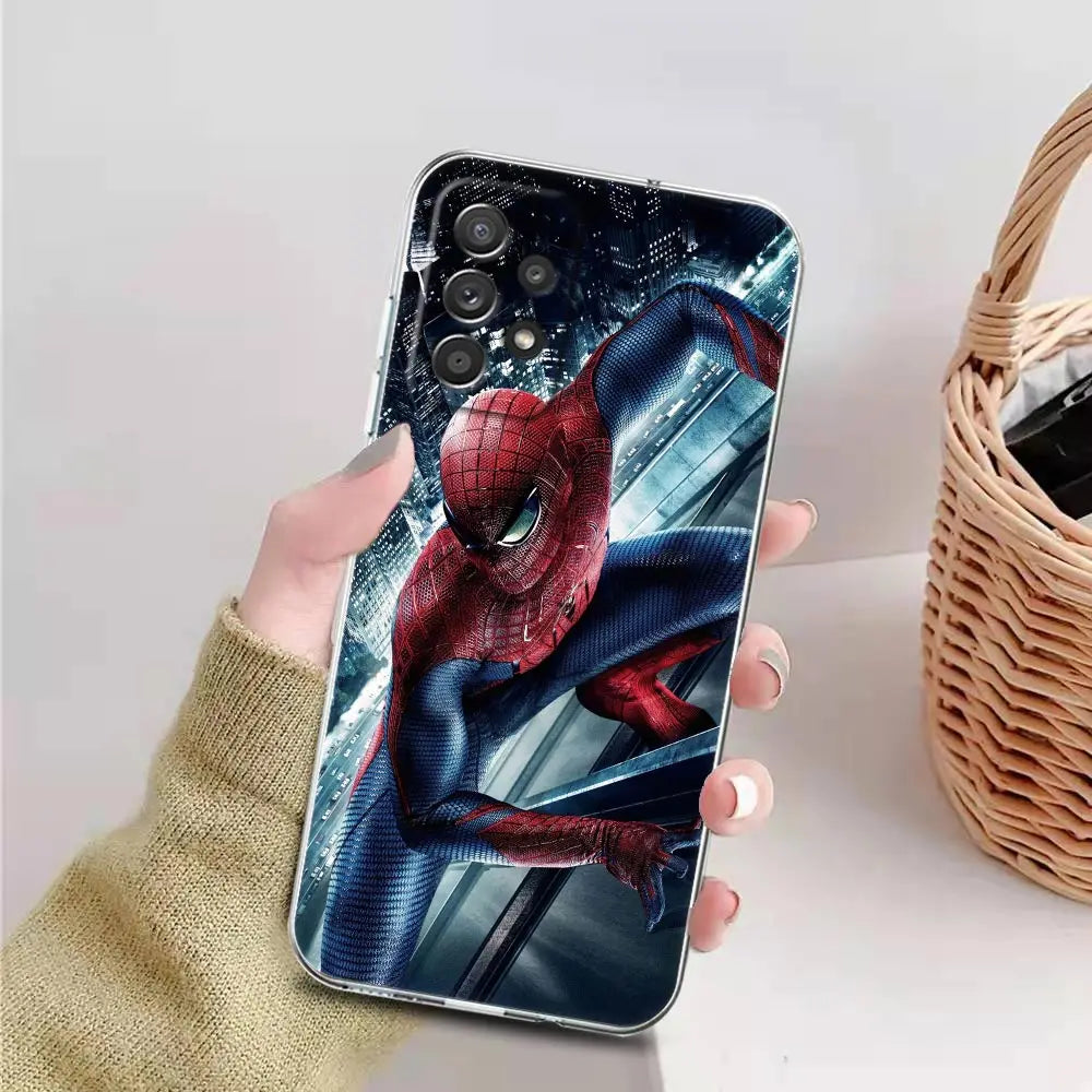 Spider Man Case For Samsung Galaxy A57 A37 A17 A07 A56 A36 A26 A16 A06 A55 A35 A25 A15 A54 A34 A73 Spiderman Clear Phone Cover