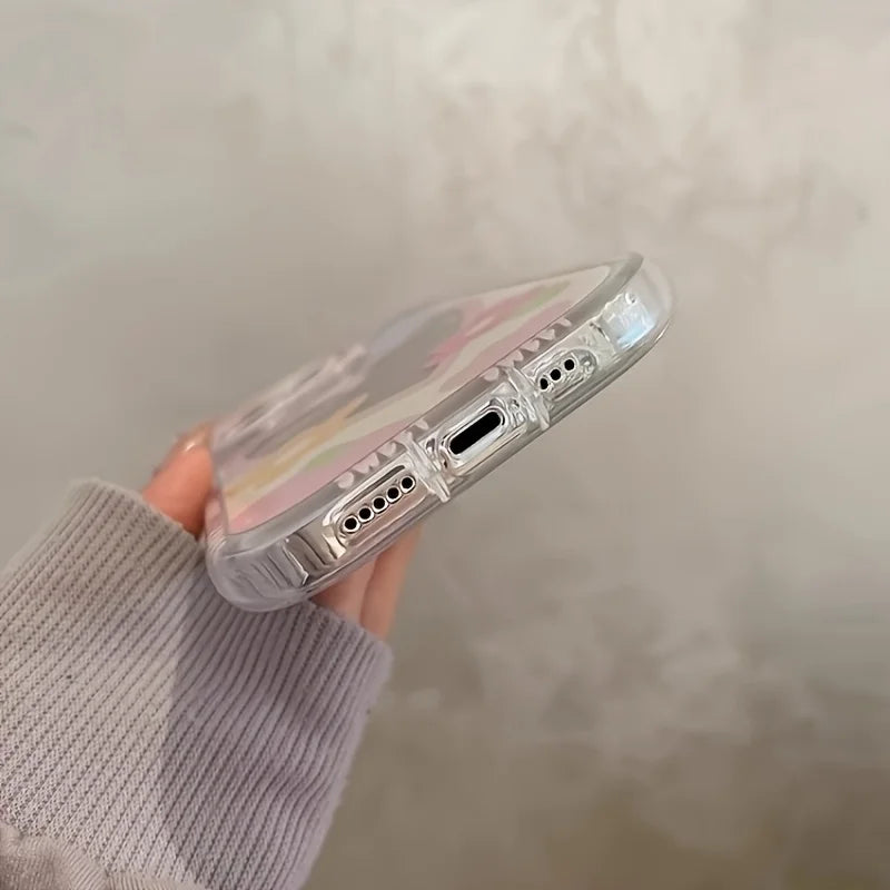 Cute Happy Lovely Heart Colorful Mirror Phone Case For iPhone 11 12 13 14 15 16 17 Pro Max 7 8 Plus X XS XR SE2 Shockproof Cover