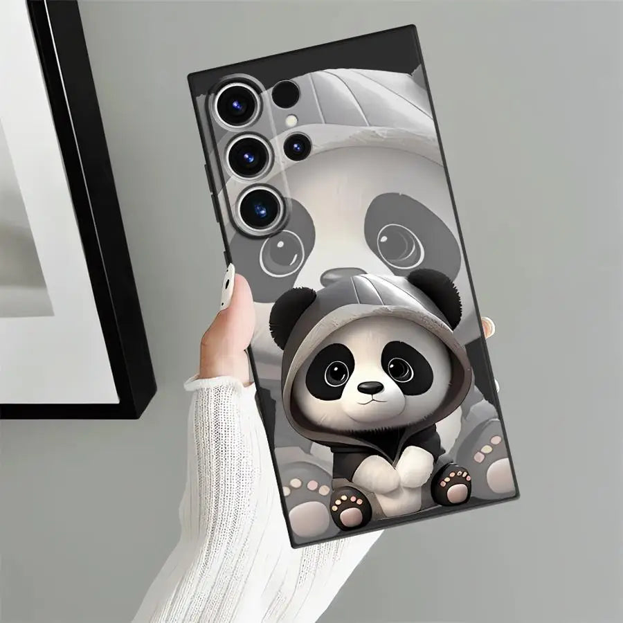 Cute Panda Funda Phone Cover Case for Samsung Galaxy S25 Note 20 8 9 10 S20 Ultra S26 S10 S9 S23 S24 Plus S21 FE
