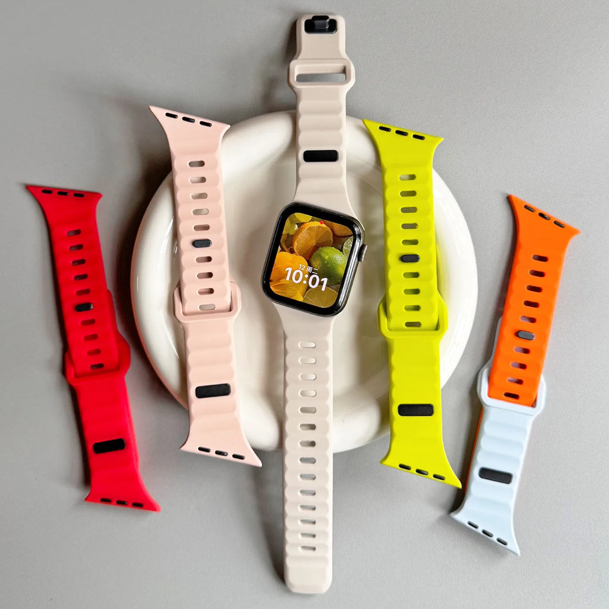 Irregular Silicone Strap For Apple Watch Band Ultra 49mm 40mm 41mm 44mm 45mm 46mm Correa Bracelet iWatch Series 11 10 9 8 7 6 SE