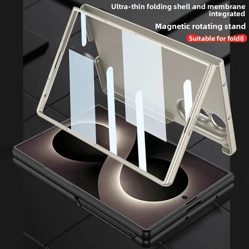 360 Rotation Ring Holder Case for Samsung Galaxy Z Fold 8 Wide Fold8 Ultra Protective with Glass Film Mobile Phone Back Cover